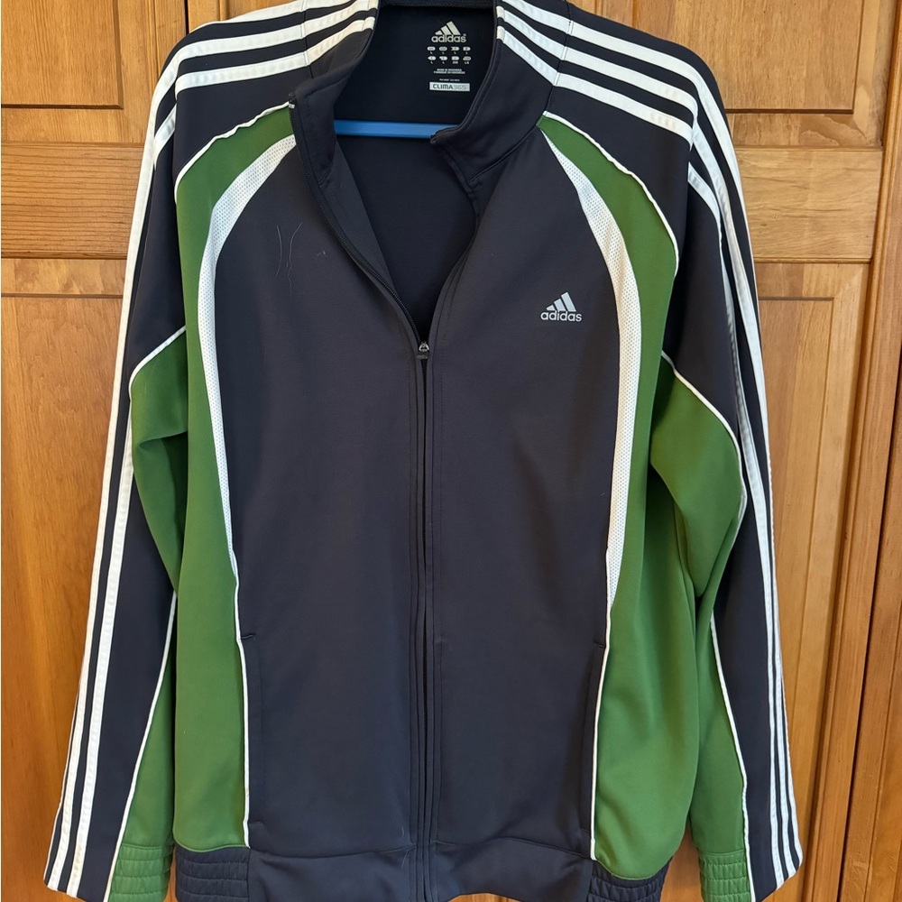 Adidas Black and Green Windbreaker